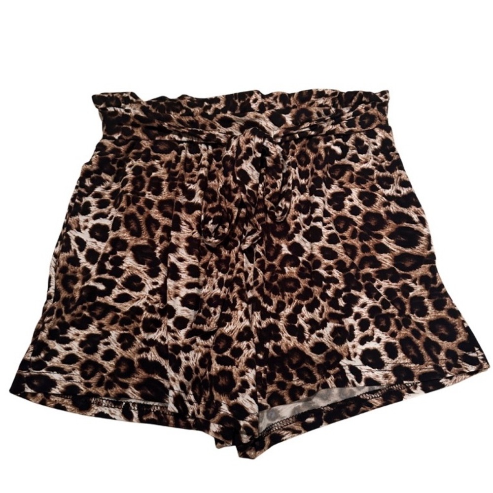 Flowy Tie Waist Leopard Print Shorts with Pockets